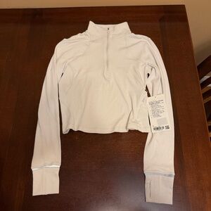Lululemon It’s Rulu Run Ribbed Cropped Half Zip (Size 6) Light Vapor NWT